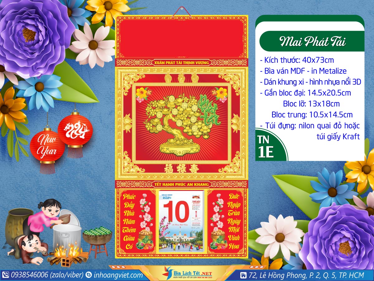 Bìa Gấp (40x73cm) Khung Xi - TN1E - Mai Phát Tài