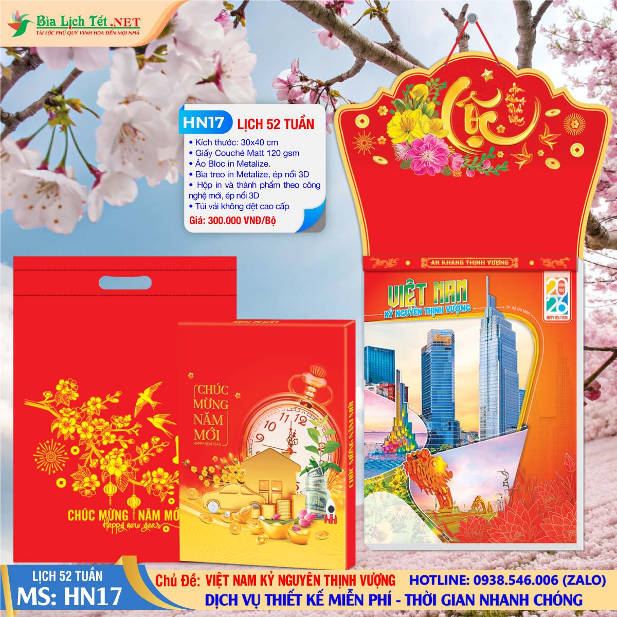 Lịch 52 Tuần (30x40cm) - HN17 - Việt Nam Kỷ Nguyên Thịnh Vượng