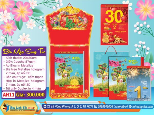 Bloc Siêu Đại (20x30cm) - AH11 - Bốn Mùa Sung Túc (Trọn Bộ)