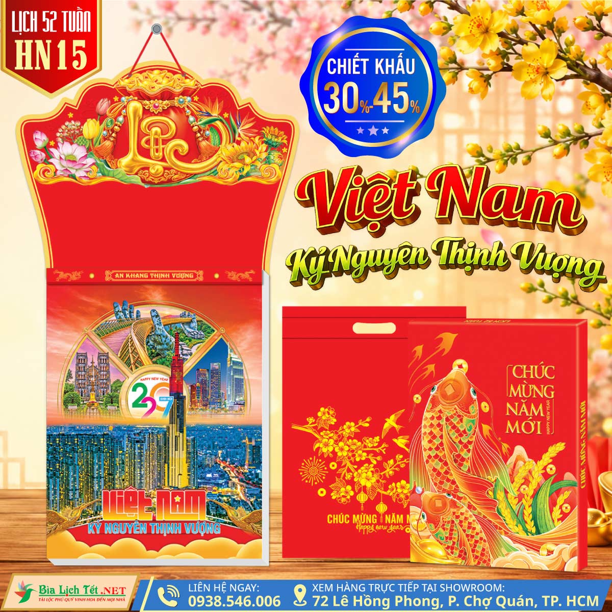 MS: HN16 - Việt Nam Kỷ Nguyên Thịnh Vượng - Lịch 52 Tuần (30x40cm)