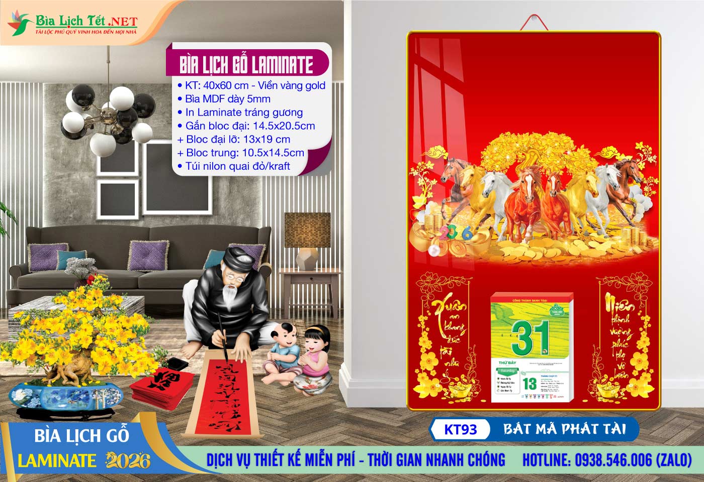 Mã Số: KT93 - Bát Mã Phát Tài