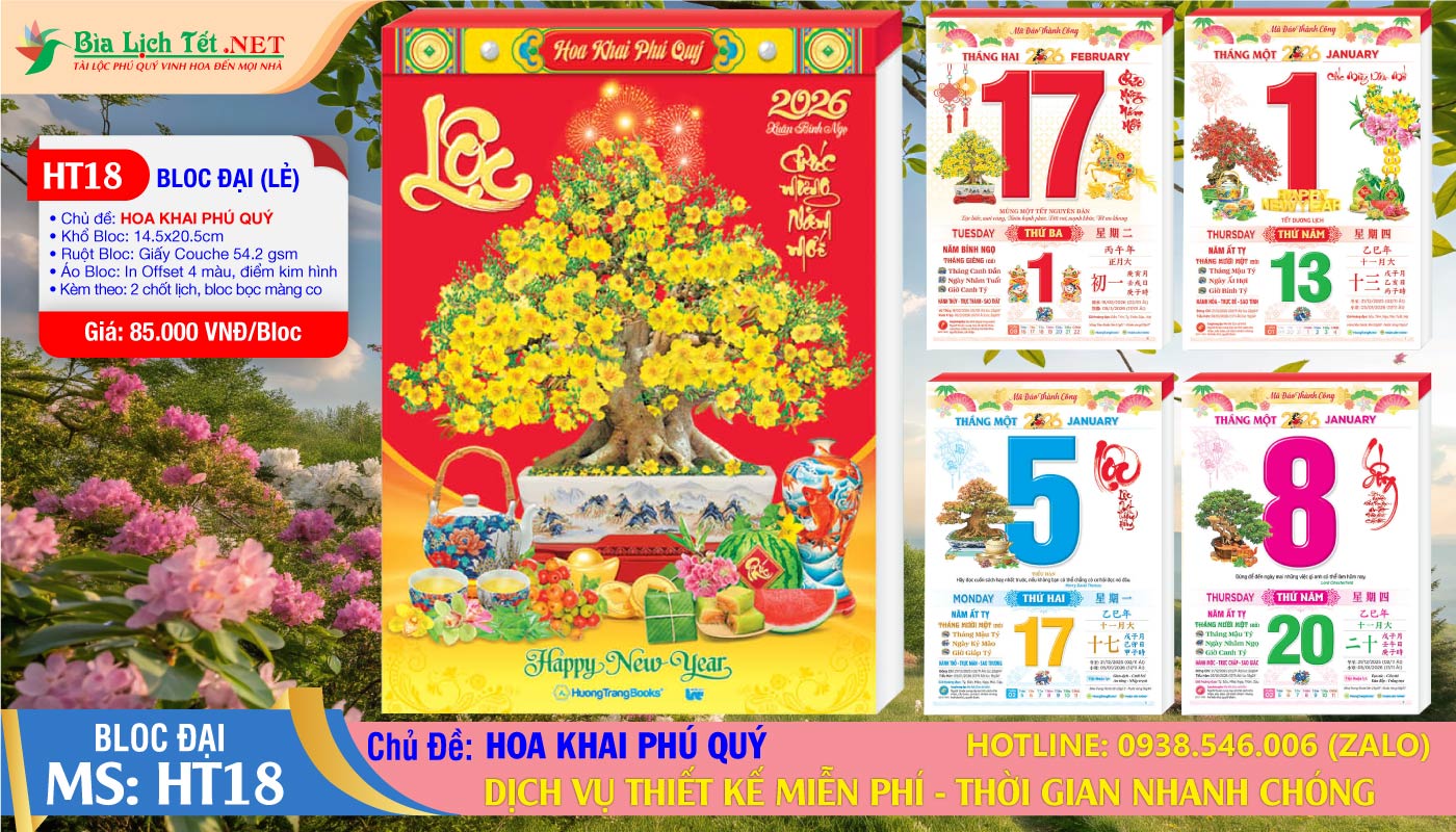 Mã Số: HT18 - Hoa Khai Phú Quý (Bloc Lẻ)
