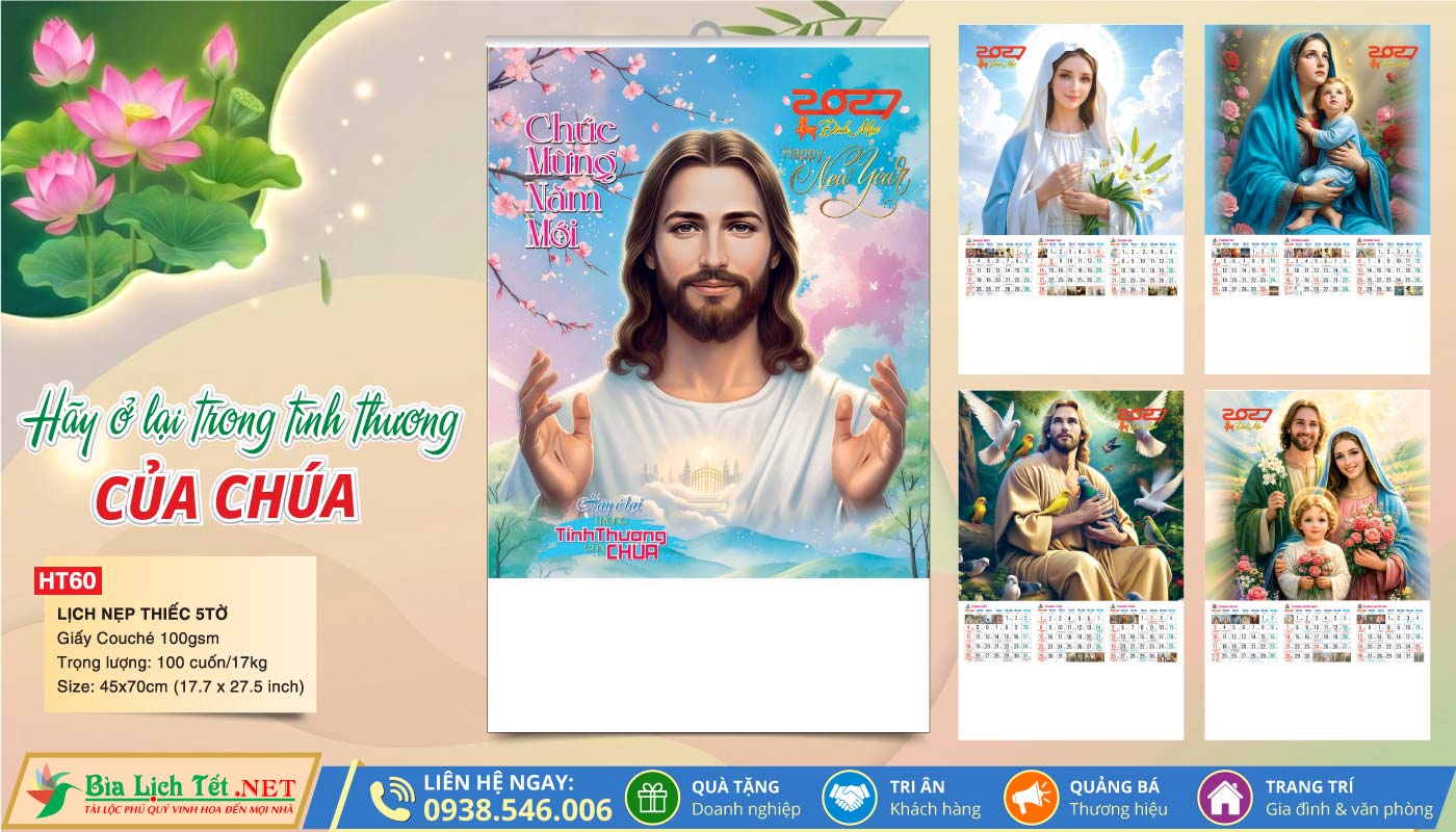 Lịch 5 Tờ Nẹp Thiếc - HT60 - Hãy Ở Lại Trong Tình Thương Của Chúa