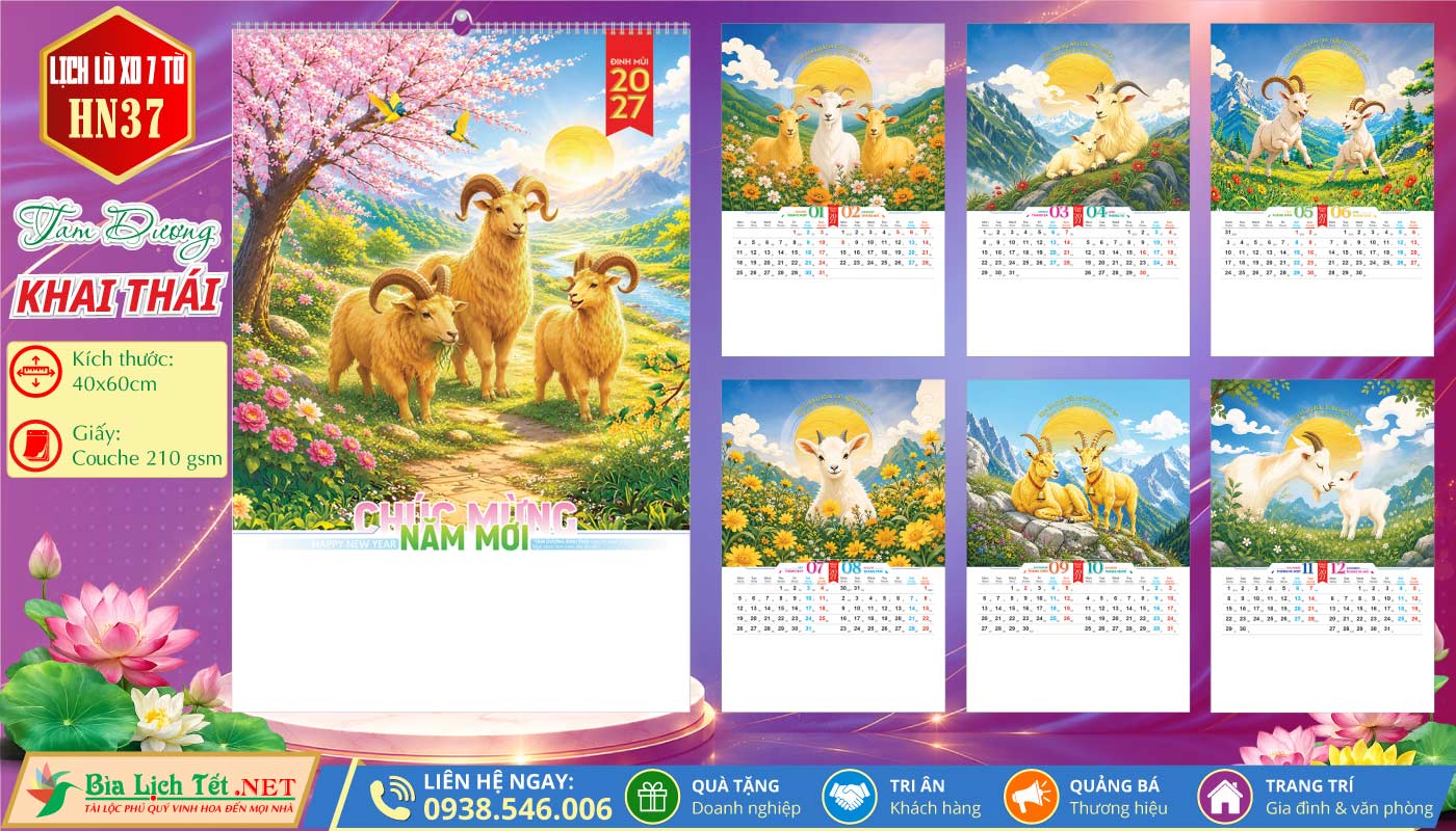 Lịch Lò Xo 7 Tờ | MS: HN37 - Tam Dương Khai Thái