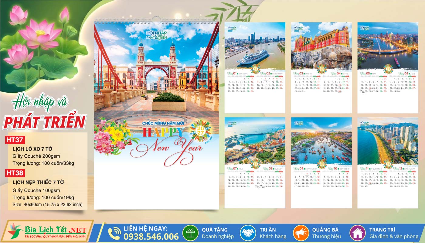 Lịch Lò Xo 7 Tờ - HT37 - Hội Nhập Và Phát Triển