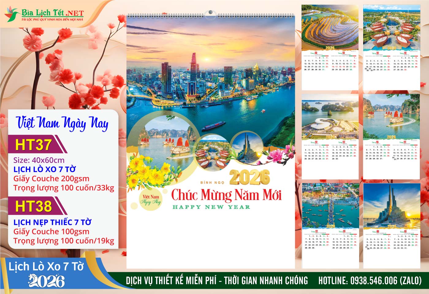 Lịch Lò Xo 7 Tờ | Mã Số: HT37 - Việt Nam Ngày Nay