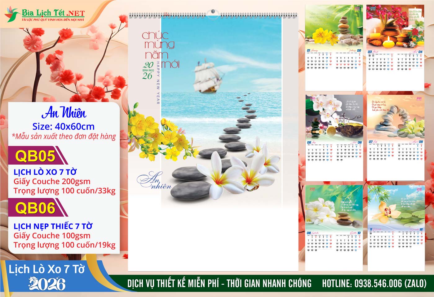 Lịch Lò Xo 7 Tờ | Mã Số: QB05 - An Nhiên