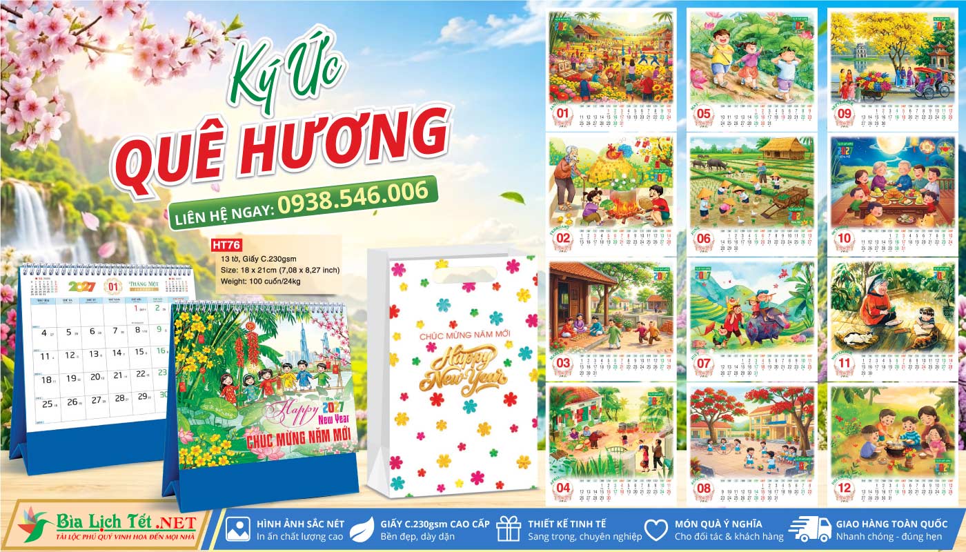 Lịch Bàn A (18x21cm) - HT76 - Ký Ức Quê Hương