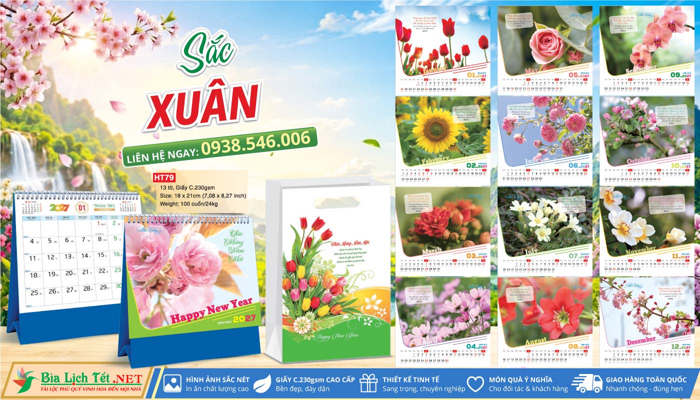Lịch Bàn A (18x21cm) - HT79 - Sắc Xuân