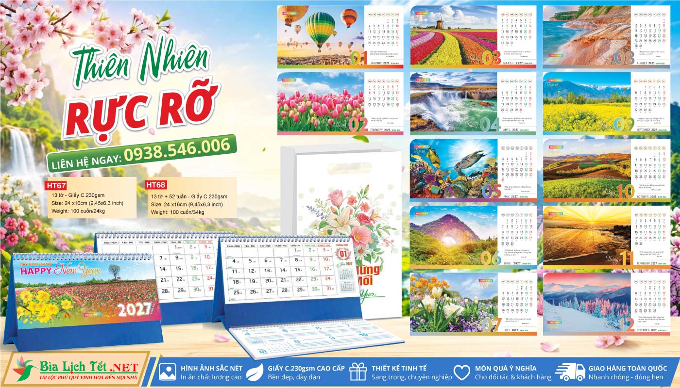 Lịch Bàn A & M (24x16cm) - HT67 - Thiên Nhiên Rực Rỡ