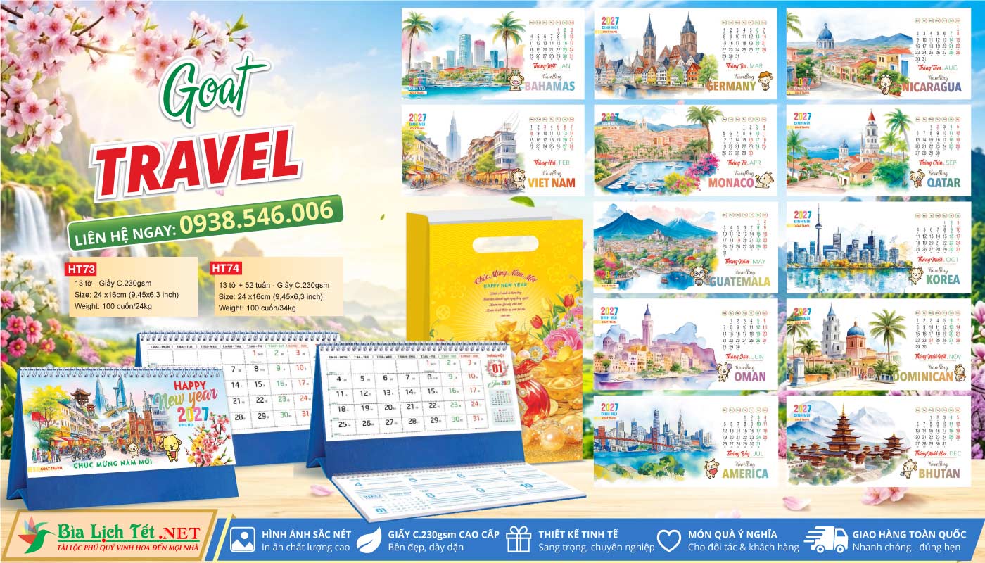 Lịch Bàn A & M (24x16cm) - HT73 - Goat Travel
