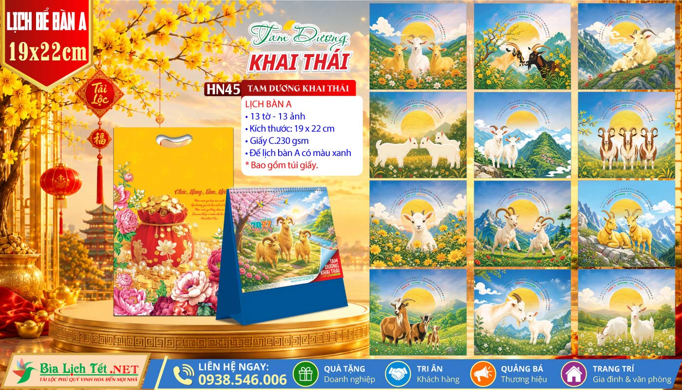 Lịch Để Bàn (19x22cm) | MS: HN45 - Tam Dương Khai Thái