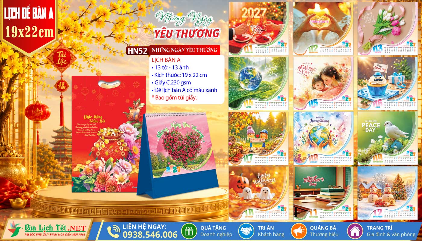 Lịch Để Bàn (19x22cm) | MS: HN52 - Những Ngày Yêu Thương