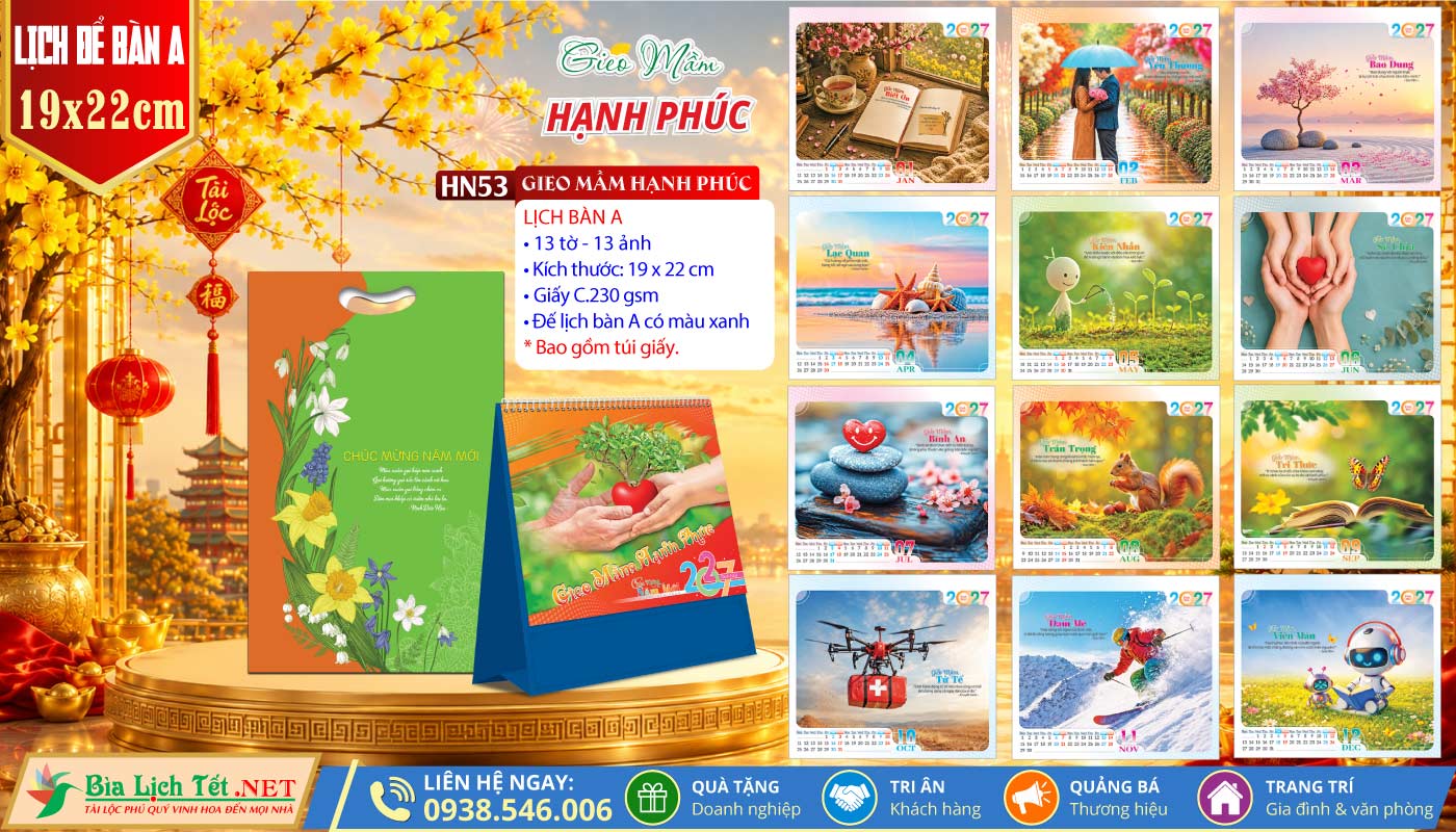 Lịch Để Bàn (19x22cm) | MS: HN53 - Gieo Mầm Hạnh Phúc