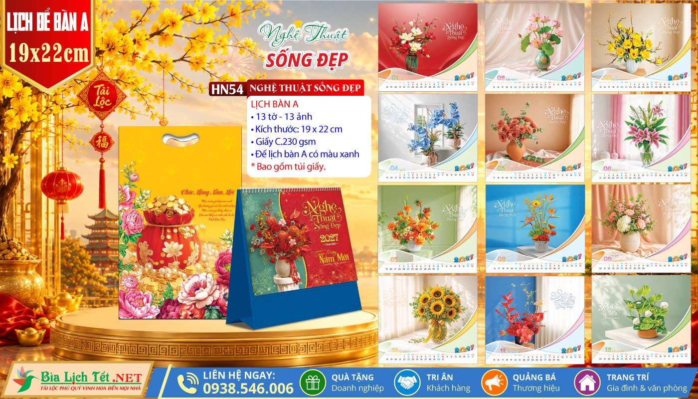 Lịch Để Bàn (19x22cm) | MS: HN54 - Nghệ Thuật Sống Đẹp