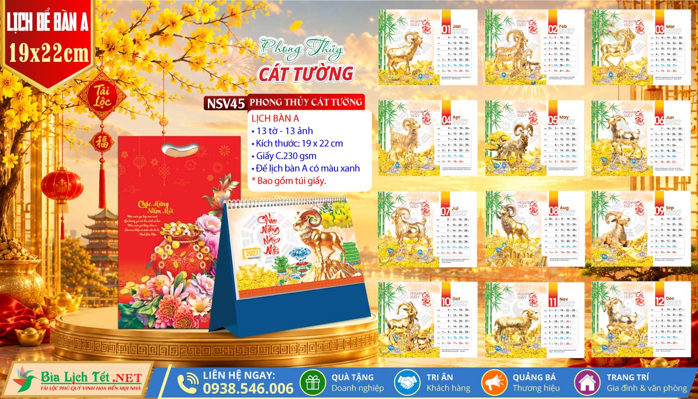 Lịch Để Bàn (19x22cm) | MS: NSV45 - Phong Thủy Cát Tường