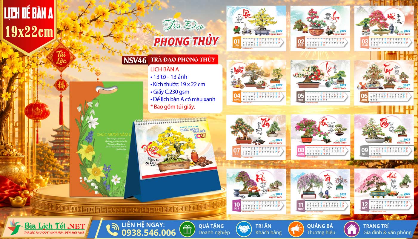 Lịch Để Bàn (19x22cm) | MS: NSV46 - Trà Đạo Phong Thủy