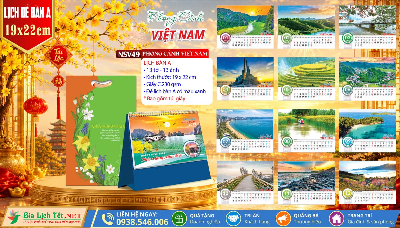 Lịch Để Bàn (19x22cm) | MS: NSV49 - Phong Cảnh Việt Nam