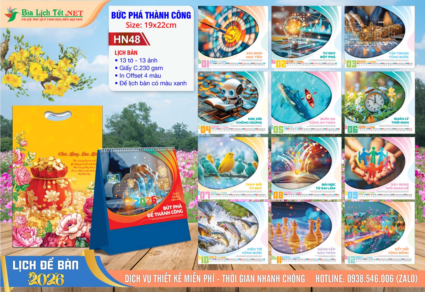 Lịch Để Bàn A (19x22cm) | Mã Số: HN48 - Bức Phá Thành Công