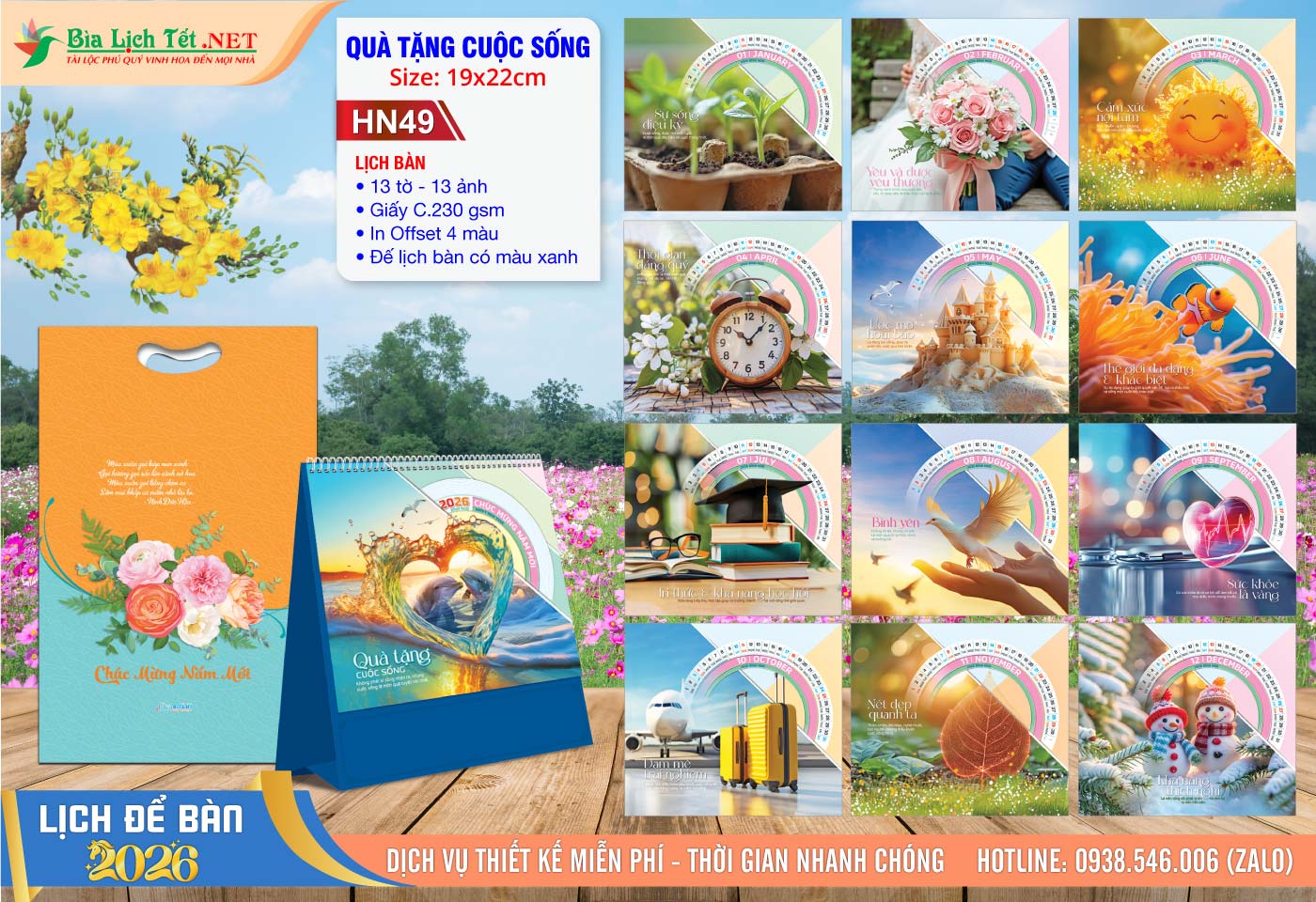 Lịch Để Bàn A (19x22cm) | Mã Số: HN49 - Quà Tặng Cuộc Sống