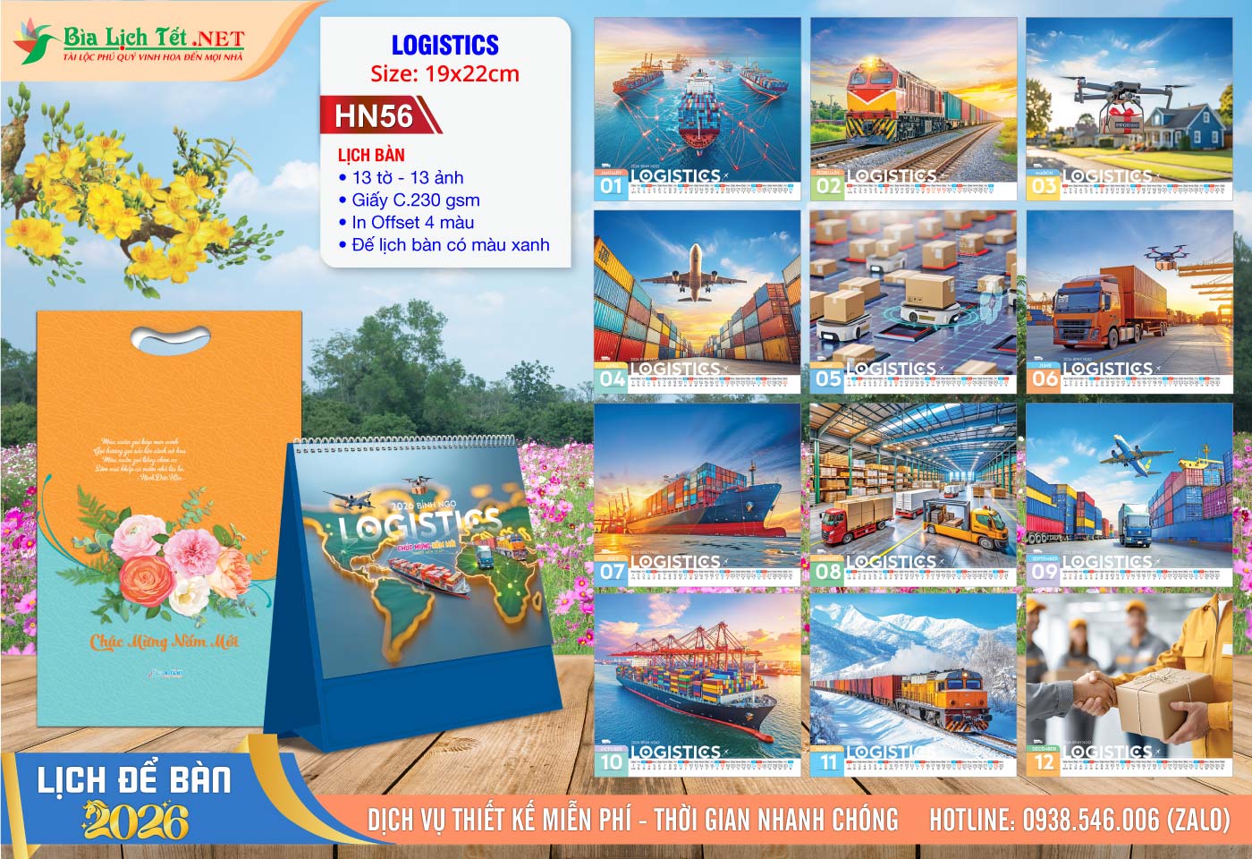 Lịch Để Bàn A (19x22cm) | Mã Số: HN56 - Logistics