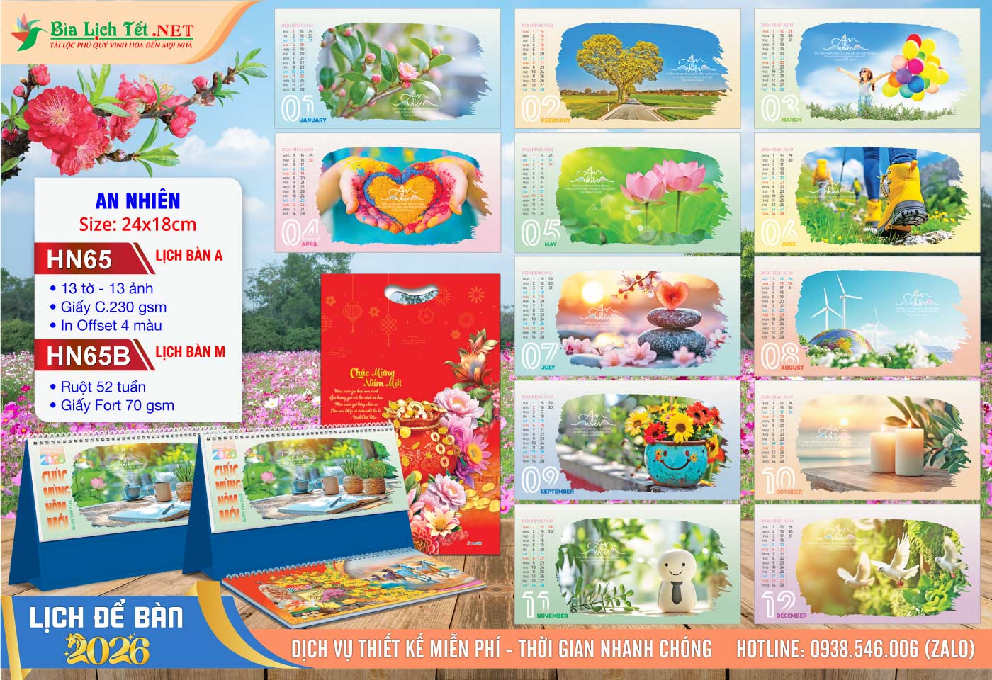 Lịch Để Bàn A & M (24x18cm) | Mã Số: HN65 - An Nhiên