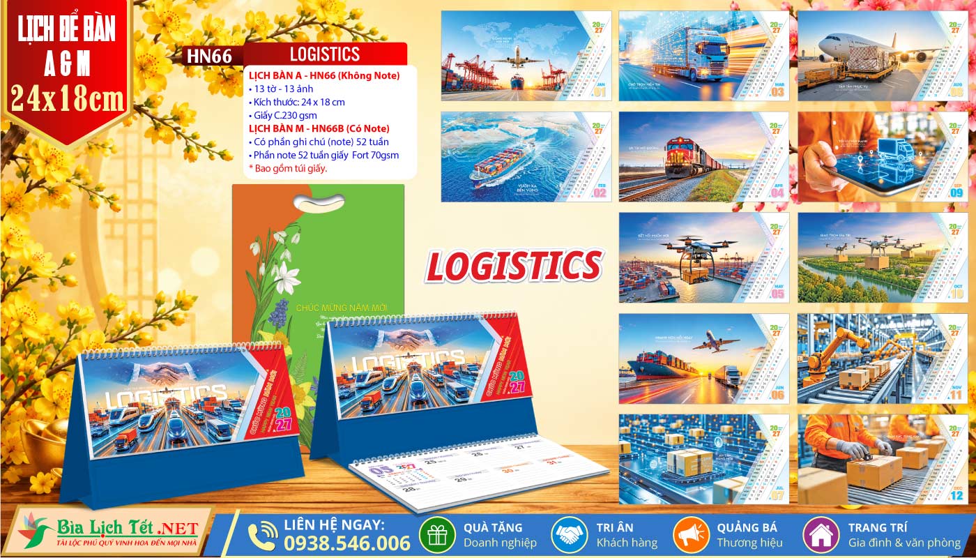 Lịch Để Bàn A & M (24x18cm) | MS: HN66 - Logistics