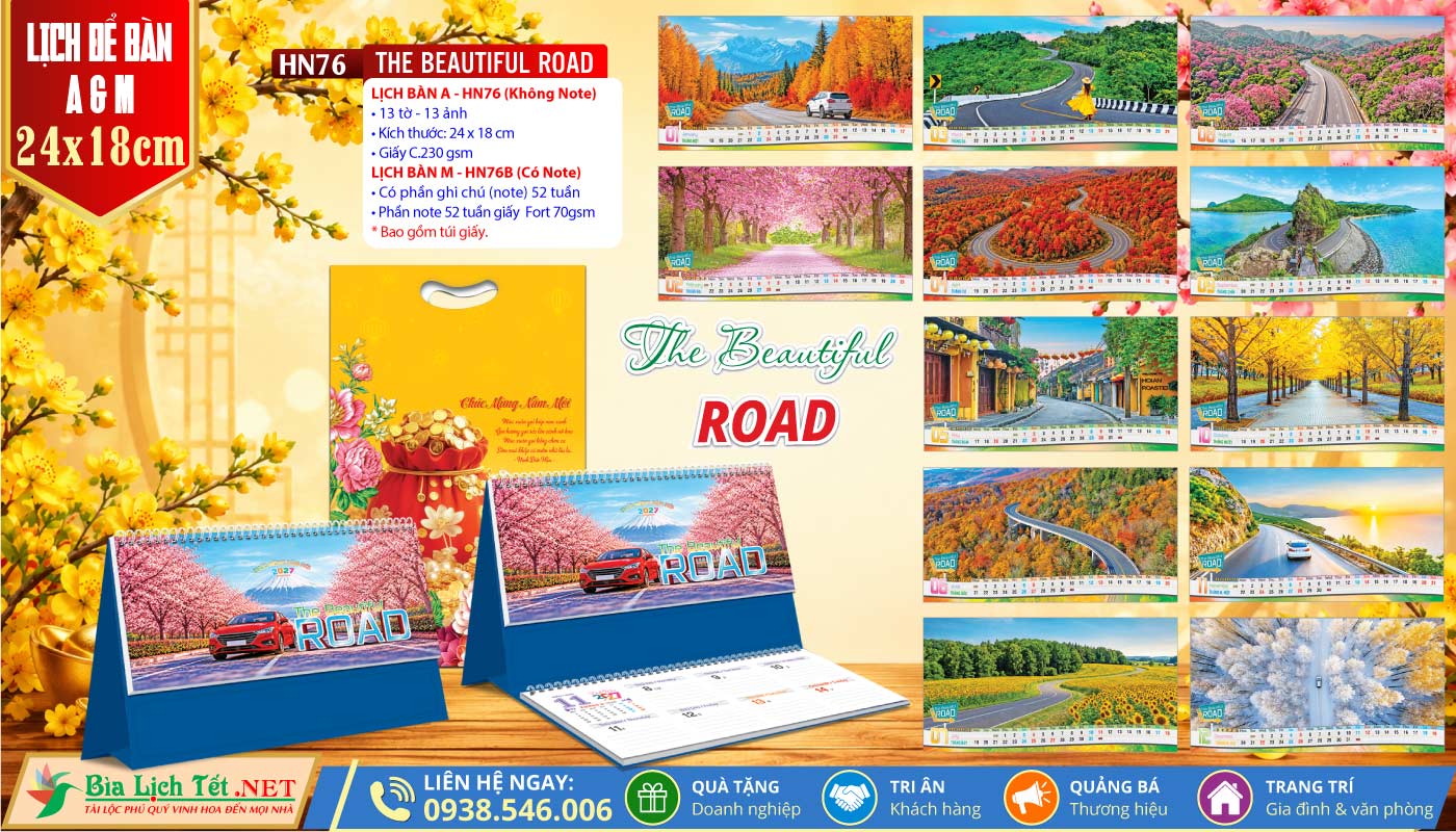Lịch Để Bàn A & M (24x18cm) | MS: HN76 - The Beautiful Road