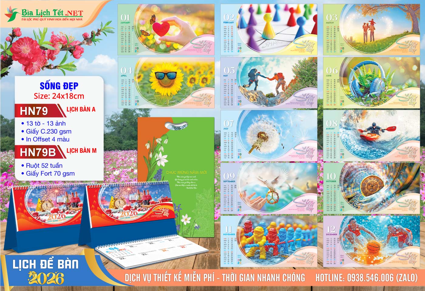 Lịch Để Bàn A & M (24x18cm) | Mã Số: HN79 - Sống Đẹp