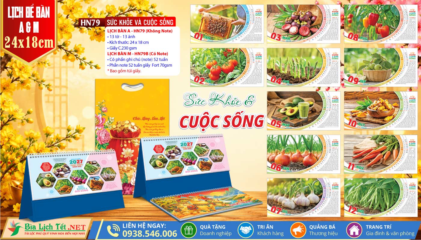 Lịch Để Bàn A & M (24x18cm) | MS: HN79 - Sức Khỏe Và Cuộc Sống