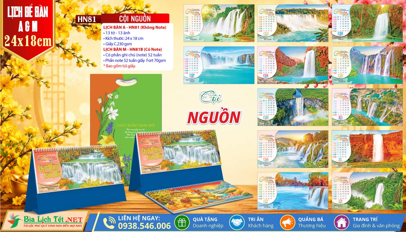 Lịch Để Bàn A & M (24x18cm) | MS: HN81 - Cội Nguồn