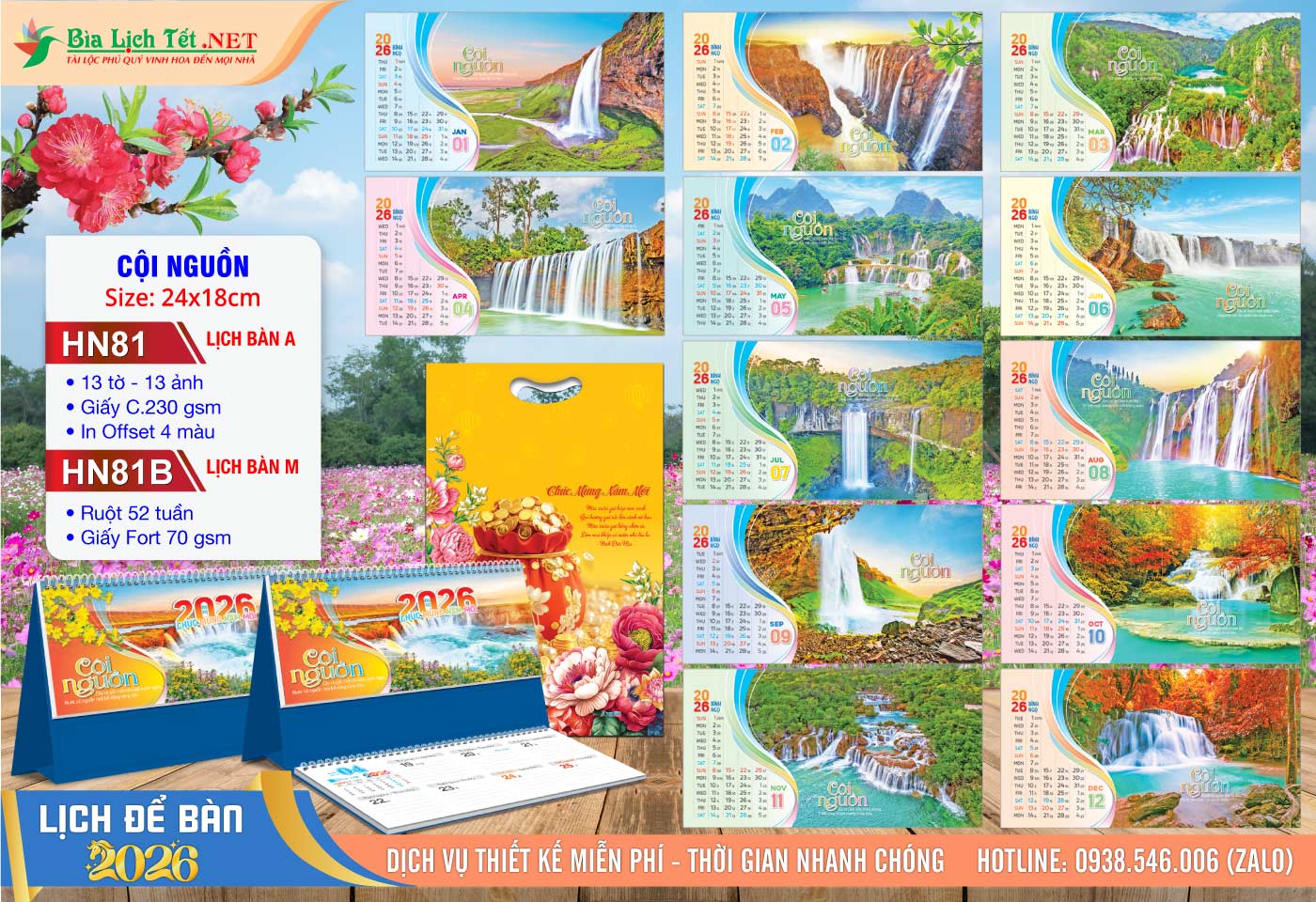 Lịch Để Bàn A & M (24x18cm) | Mã Số: HN81 - Cội Nguồn