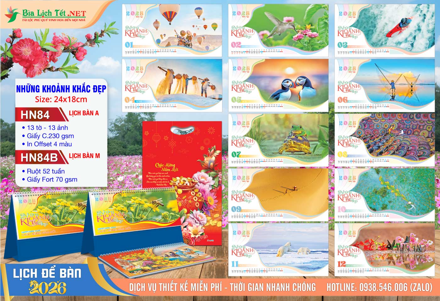 Lịch Để Bàn A & M (24x18cm) | Mã Số: HN84 - Những Khoảnh Khắc Đẹp