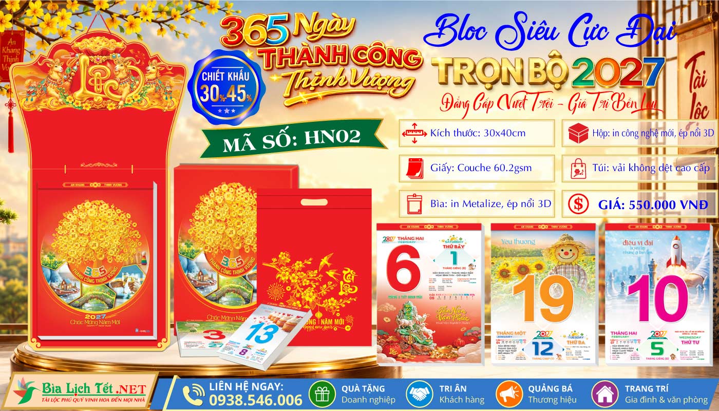 Bloc Siêu Cực Đại (30x40cm) | MS: HN02 - 365 Ngày Thành Công Thịnh Vượng