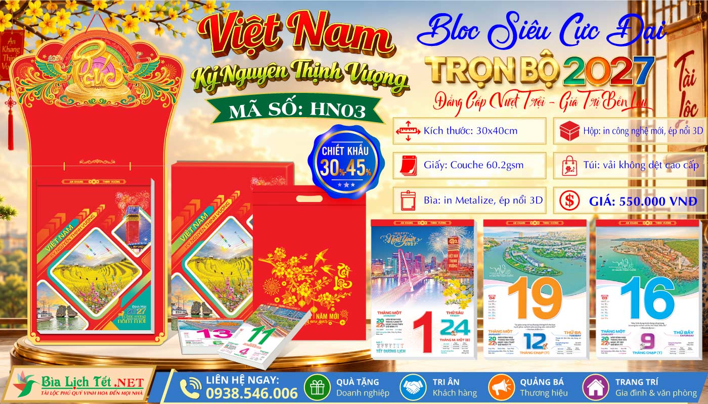 Bloc Siêu Cực Đại (30x40cm) | MS: HN03 - Việt Nam Kỷ Nguyên Thịnh Vượng