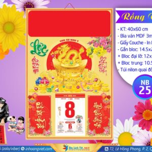 Bìa (40x60cm) Metalize - NB25 - Rồng vàng