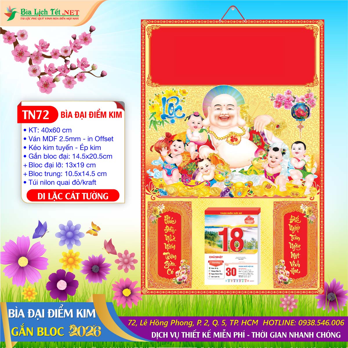 Bìa Đại Ép Kim - TN72 - Di Lặc Cát Tường