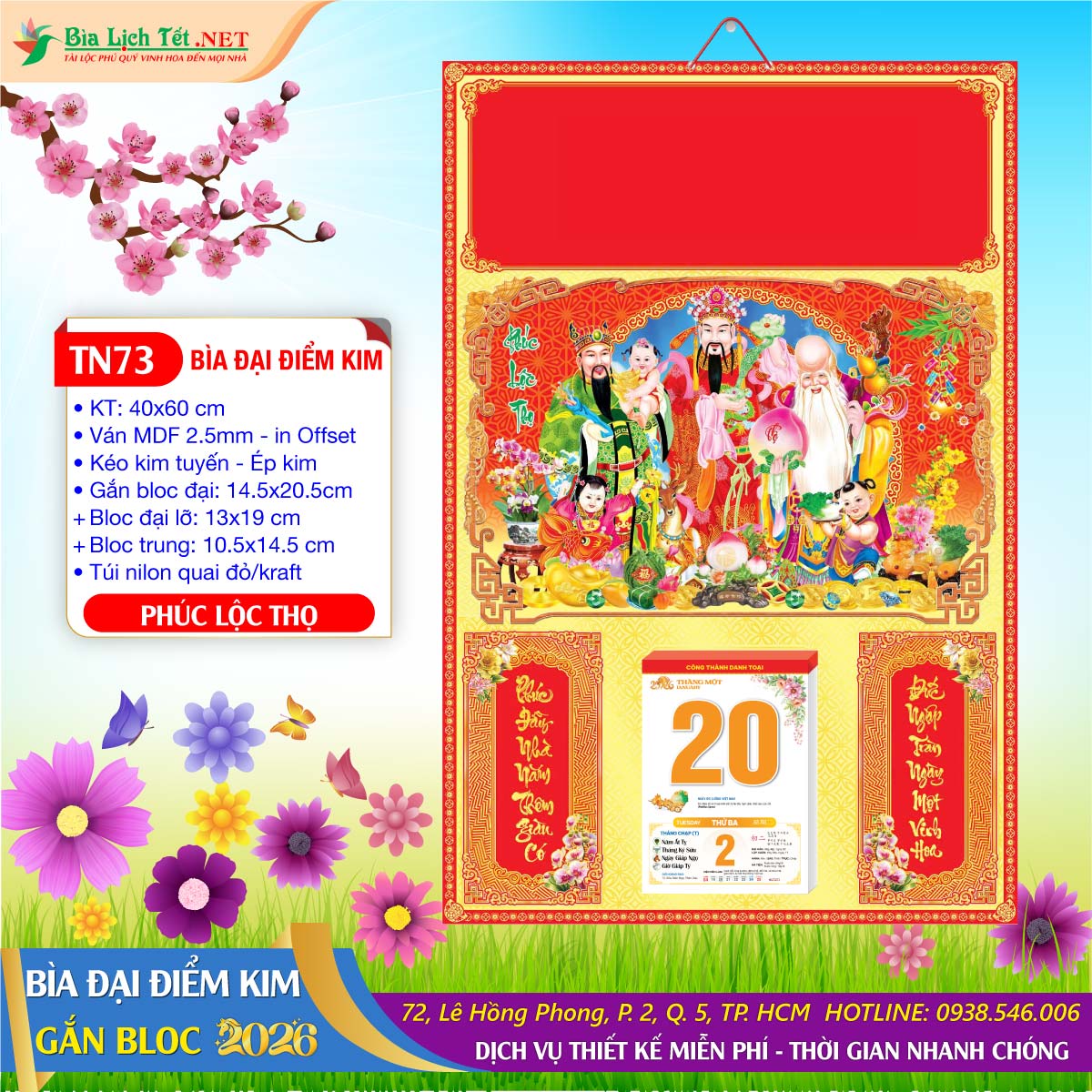 Bìa Đại Ép Kim - TN73 - Phước Lộc Thọ