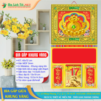 Bìa Gập (40x70cm) Khung Nâu - Khung Vàng