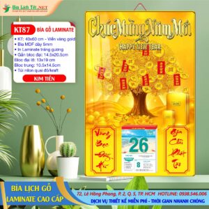 Bìa Lịch Gỗ 40x60 Laminate - KT87 - Kim Tiền