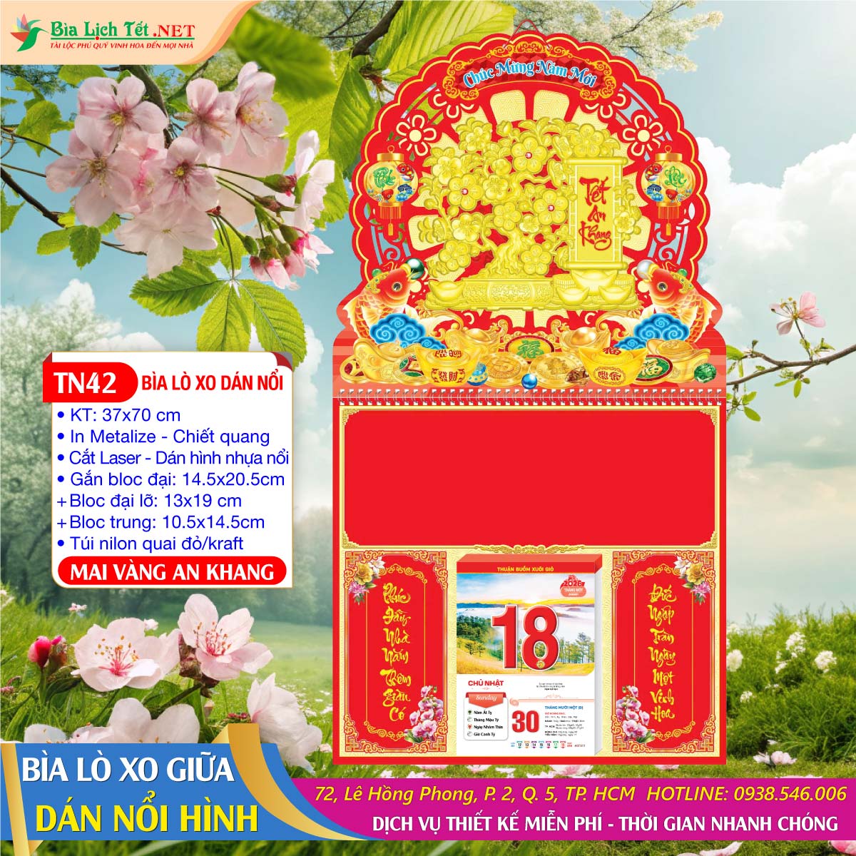 Bìa Lò Xo Dán Nổi - TN42 - Mai Vàng An Khang