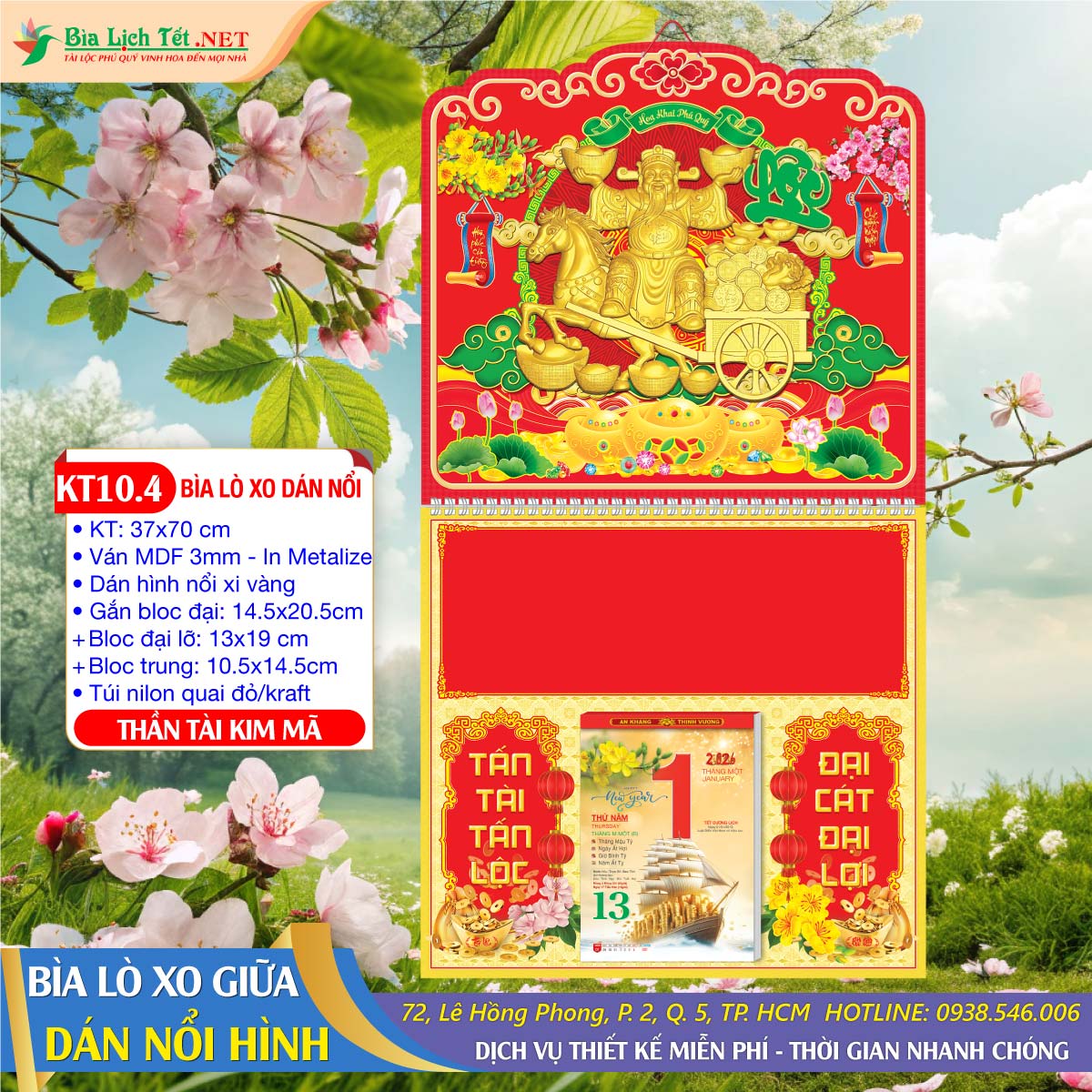 Bìa Lò Xo Hình Nổi - KT10.4 - Thần Tài Kim Mã