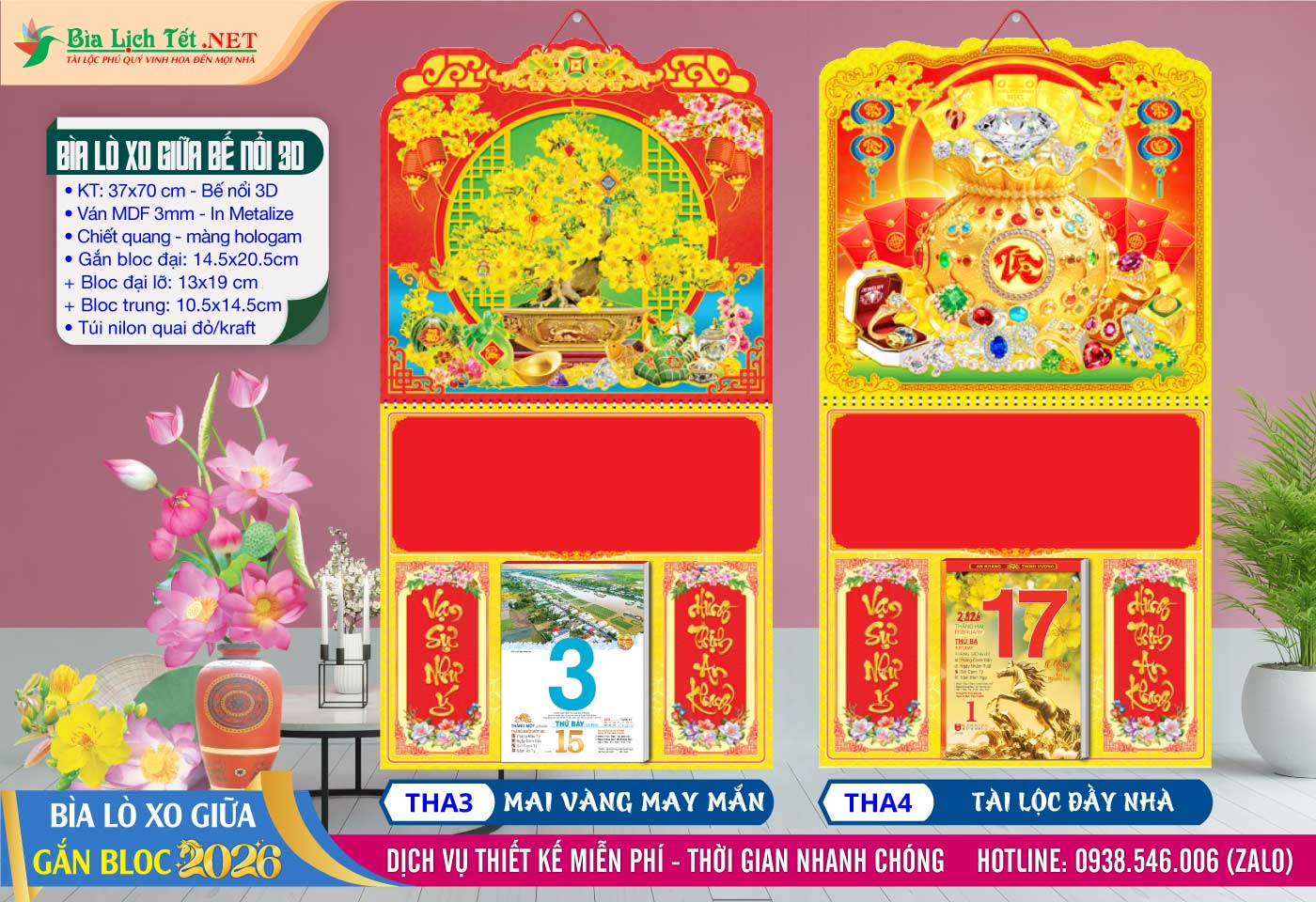 Bìa Lò Xo Giữa Bế Nổi - THA3 - Mai Vàng May Mắn + THA4 - Tài Lộc Đầy Nhà