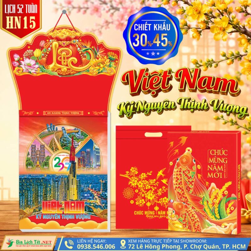 MS: HN16 - Việt Nam Kỷ Nguyên Thịnh Vượng - Lịch 52 Tuần (30x40cm)