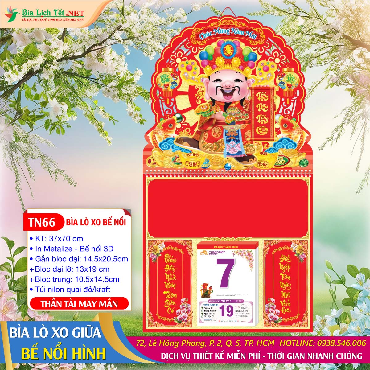 Bìa Lò Xo Bế Nổi - TN66 - Thần Tài May Mắn