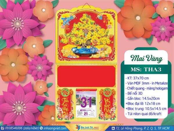 Bìa Lò Xo (37x70cm) Bế Nổi - THA3 - Mai Vàng