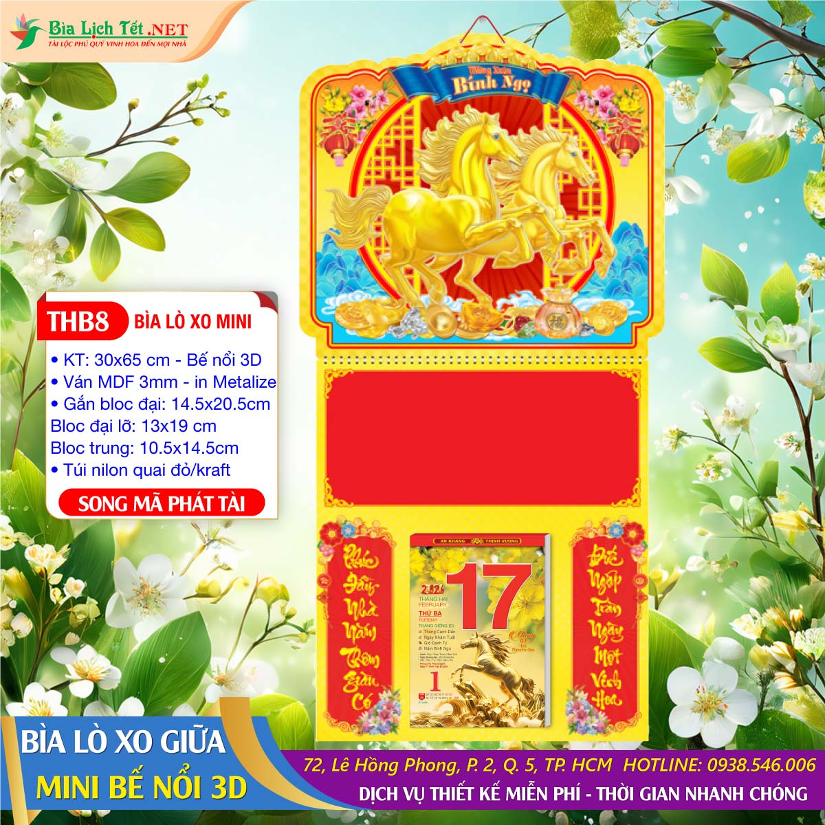 Bìa Lò Xo Mini (30x65cm) Bế Nổi - THB8 - Song Mã Phát Tài