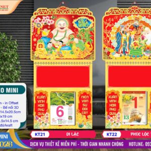 Bìa Lò Xo Mini (33x63cm) Bế Nổi - Mã Số: KT21 - Di Lặc + KT22 - Phúc Lộc Thọ