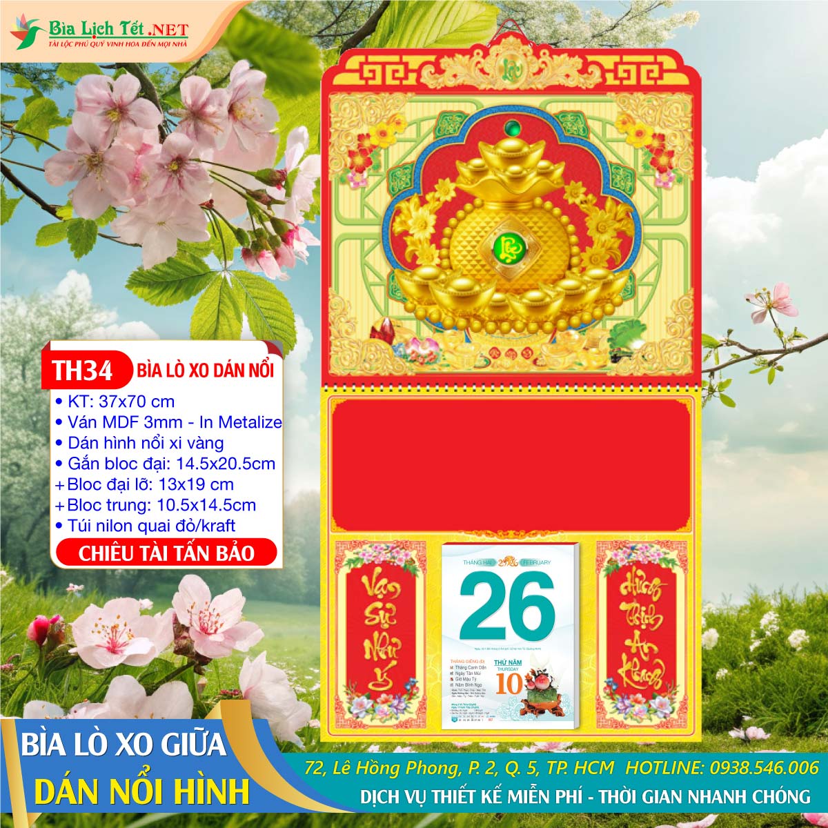 Bìa Lò Xo Giữa Dán Nổi - TH34 - Chiêu Tài Tấn Bảo