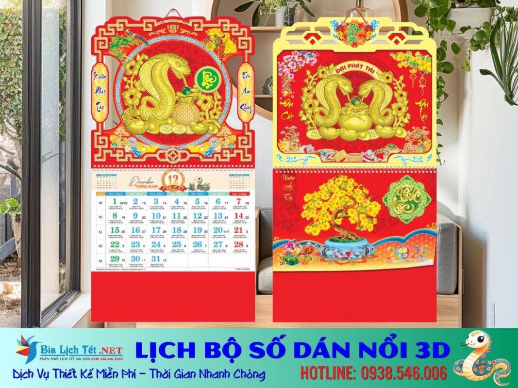 Lịch Bộ Số Dán Nổi 3D